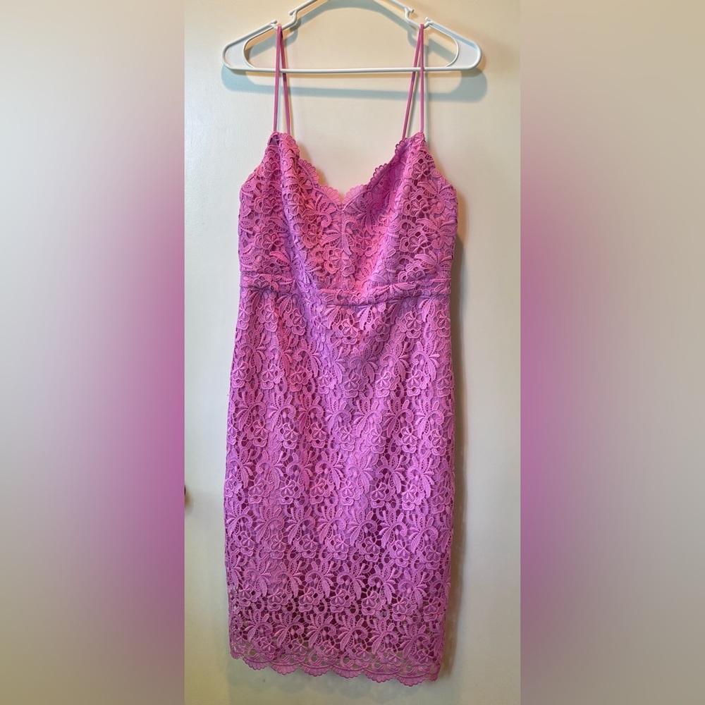 J. Crew pink lace spaghetti strap dress